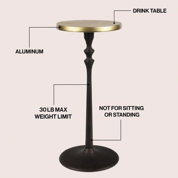 Lulu 19.5" Art Deco Classic Pedestal Round Metal Drink Table and Decorative End Table